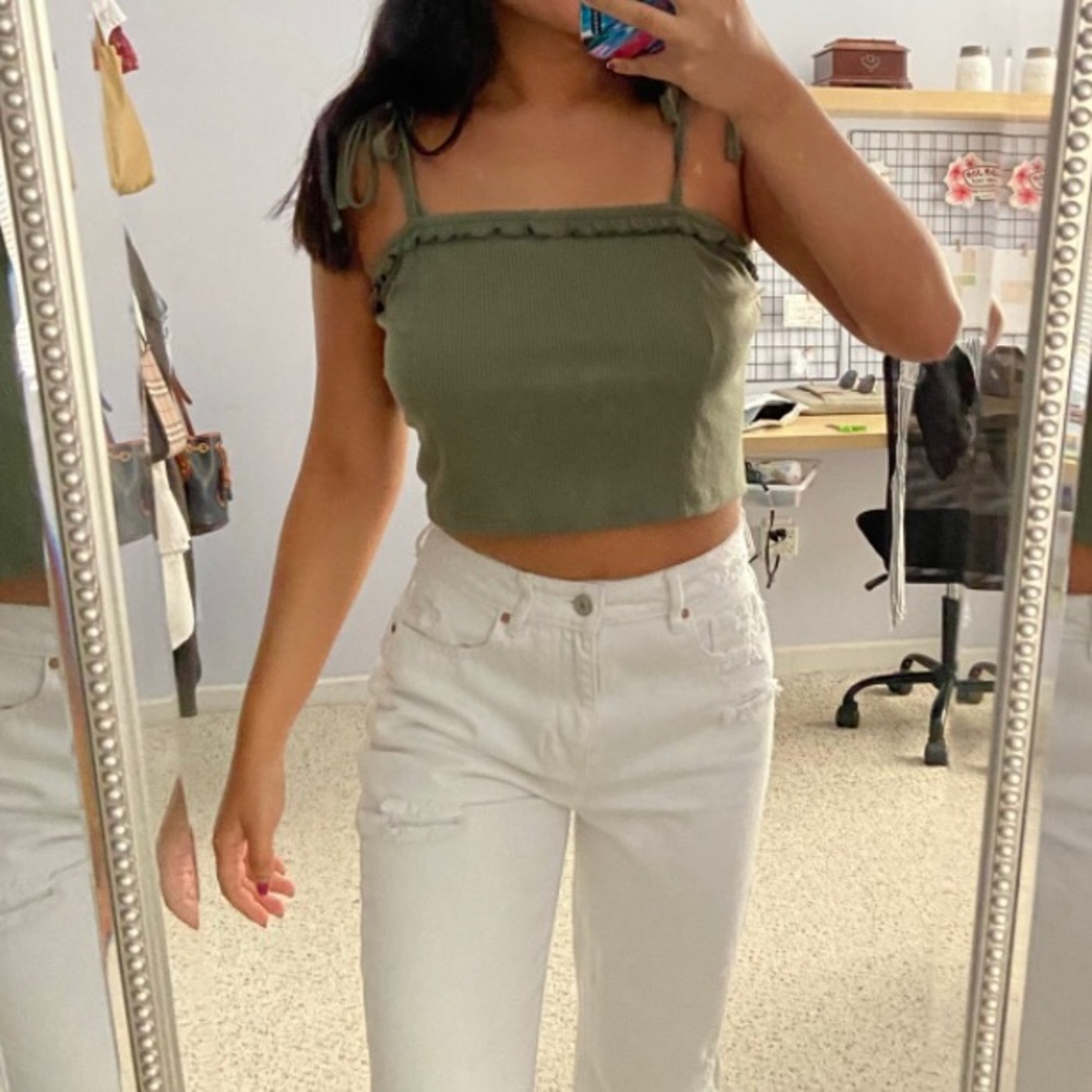Ribbed Green Crop Top